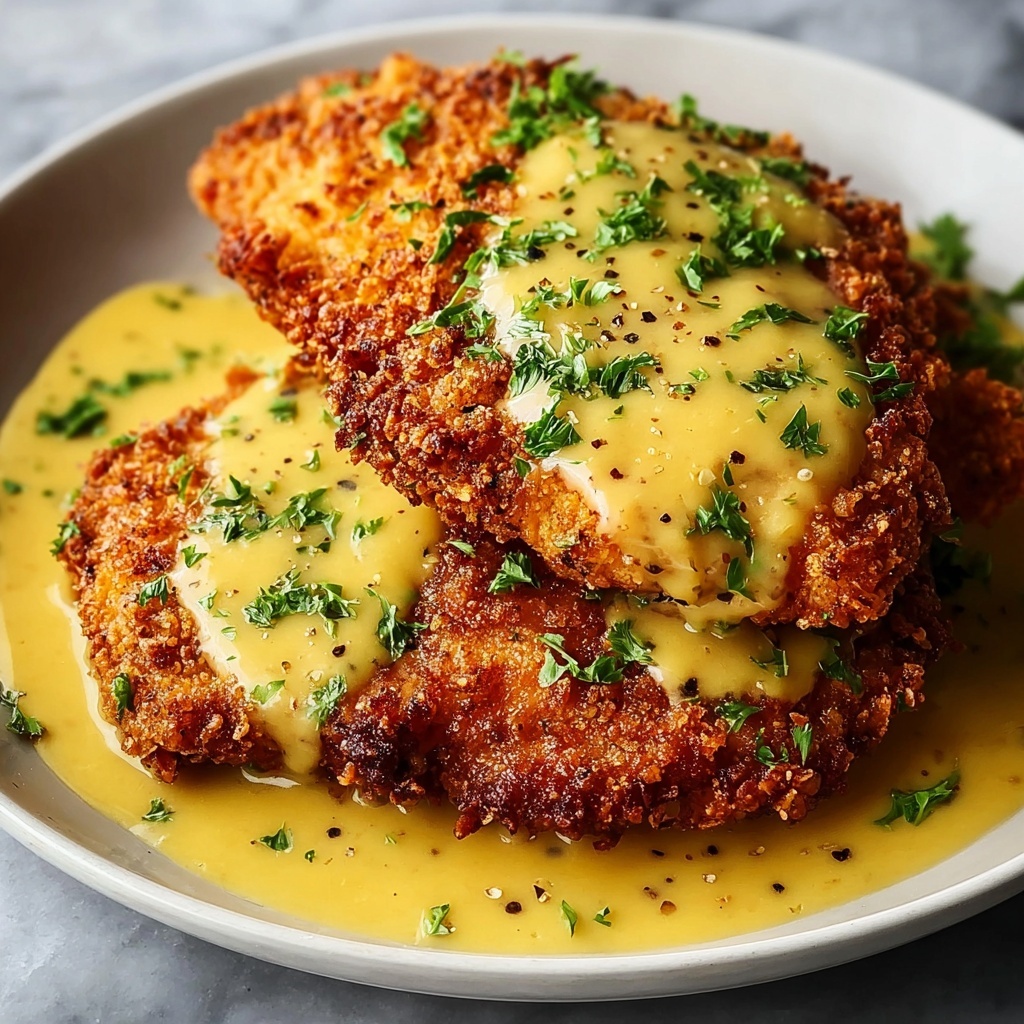 Pretzel-Crusted Chicken with Mustard Cheddar Sauce Recipe - Recipe Image