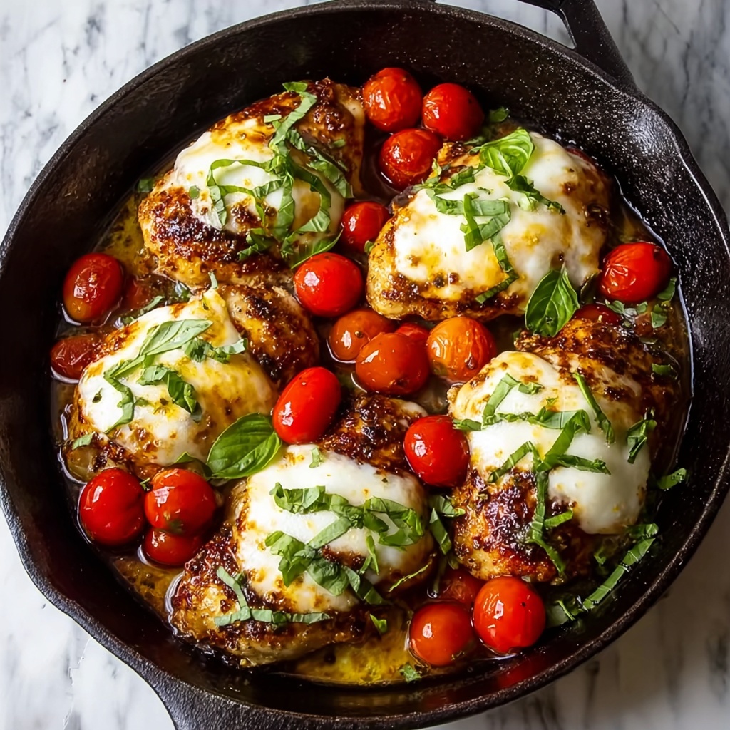 One Pan Balsamic Chicken with Fresh Mozzarella, Tomatoes, and Basil Recipe - Recipe Image