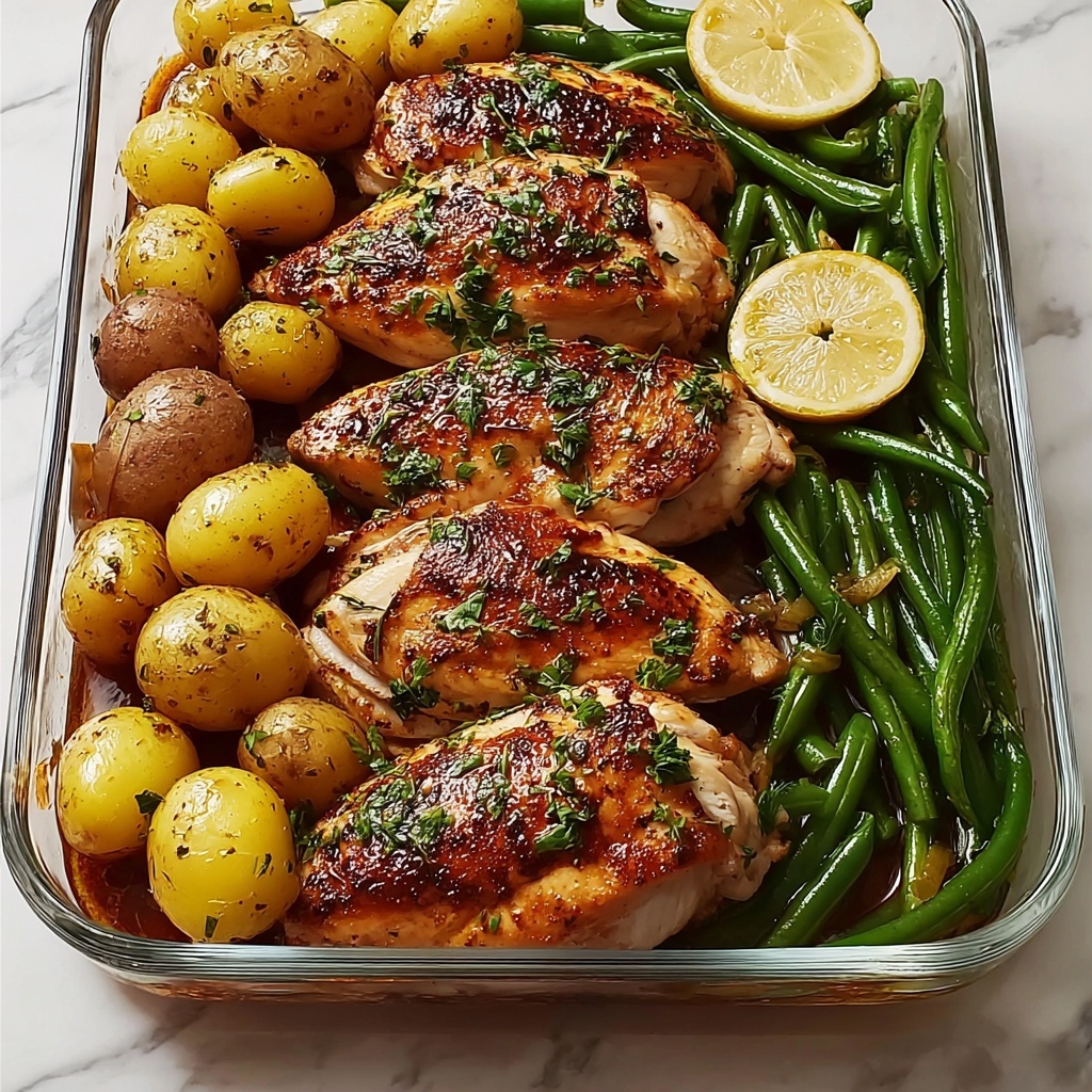 One-Pan Garlic Herb Chicken with Potatoes & Green Beans Recipe - Recipe Image