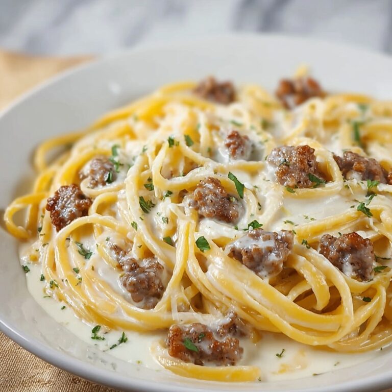 Creamy Ground Beef Alfredo Pasta Recipe