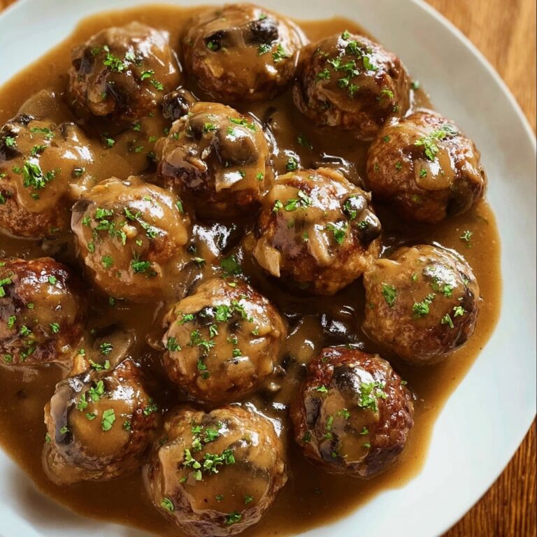 Savory Beef Meatballs in Mushroom Sauce Recipe