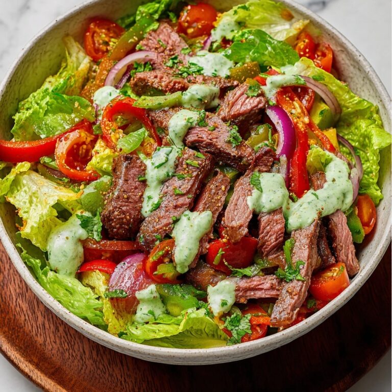 Steak Fajita Salad with Creamy Cilantro Lime Dressing Recipe