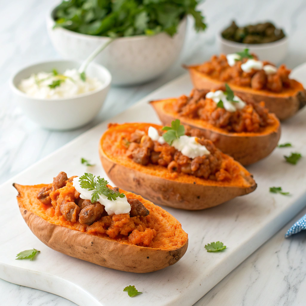 Turkey Taco Stuffed Sweet Potatoes Recipe - Recipe Image