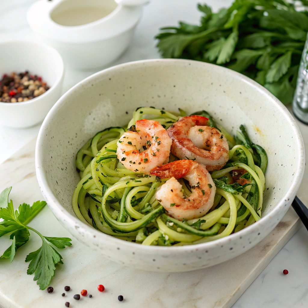 Garlic Butter Shrimp with Zucchini Noodles Recipe - Recipe Image