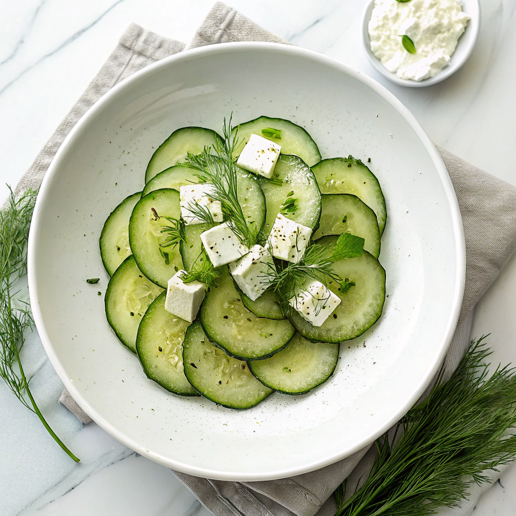 Cucumber Feta Salad: Crisp, Creamy & Bursting with Mediterranean Flavor Recipe - Recipe Image