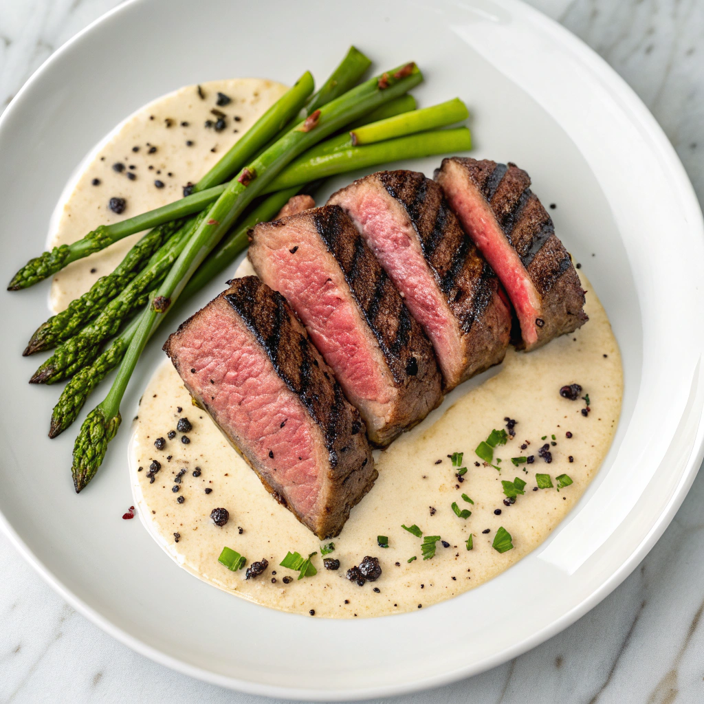 Juicy Steak with Creamy Garlic Sauce Recipe - Recipe Image