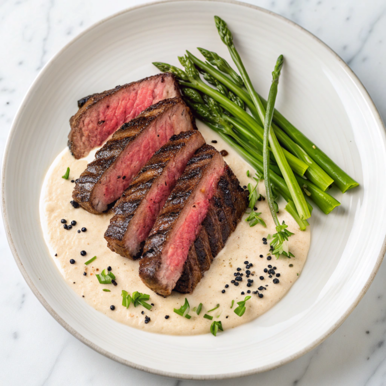 Juicy Steak with Creamy Garlic Sauce Recipe