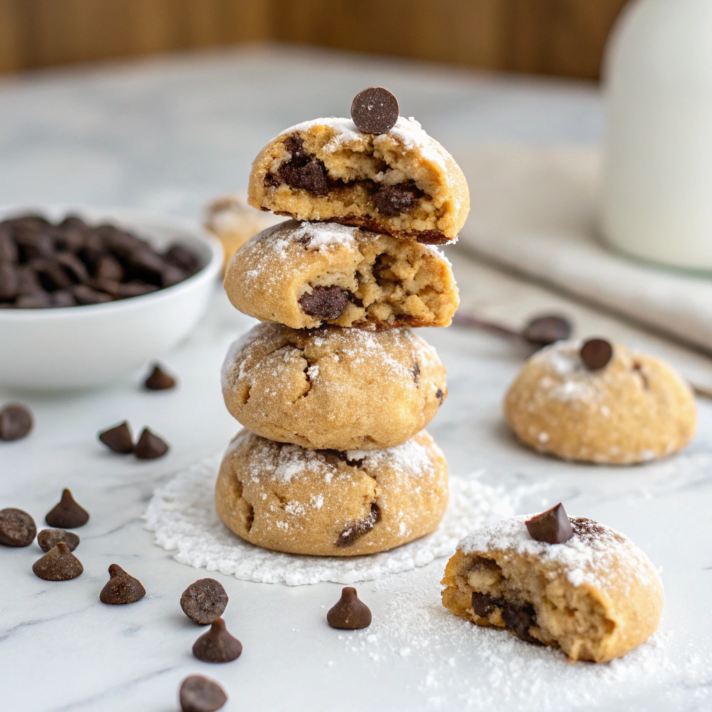 Peanut Butter Chocolate Chip Snowball Cookies Recipe - Recipe Image