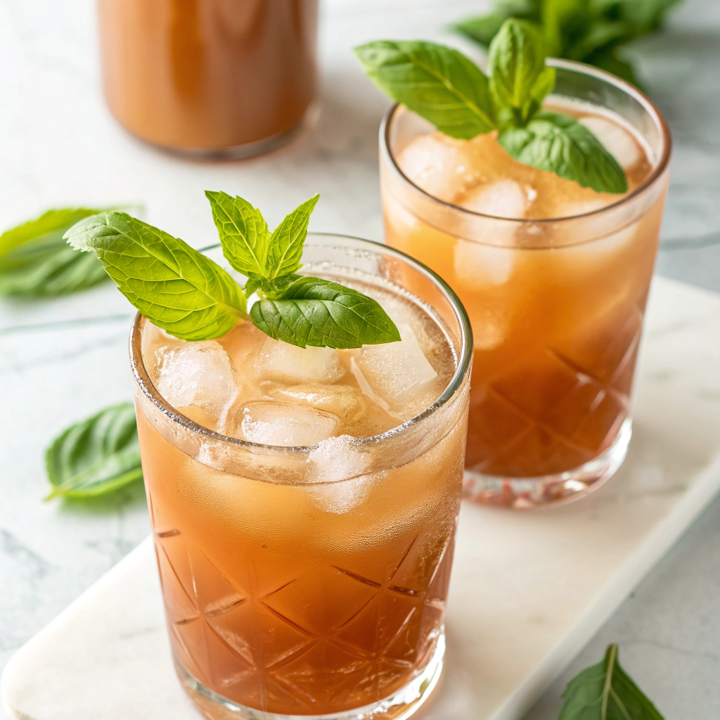 Peach Basil Iced Tea Recipe - Recipe Image