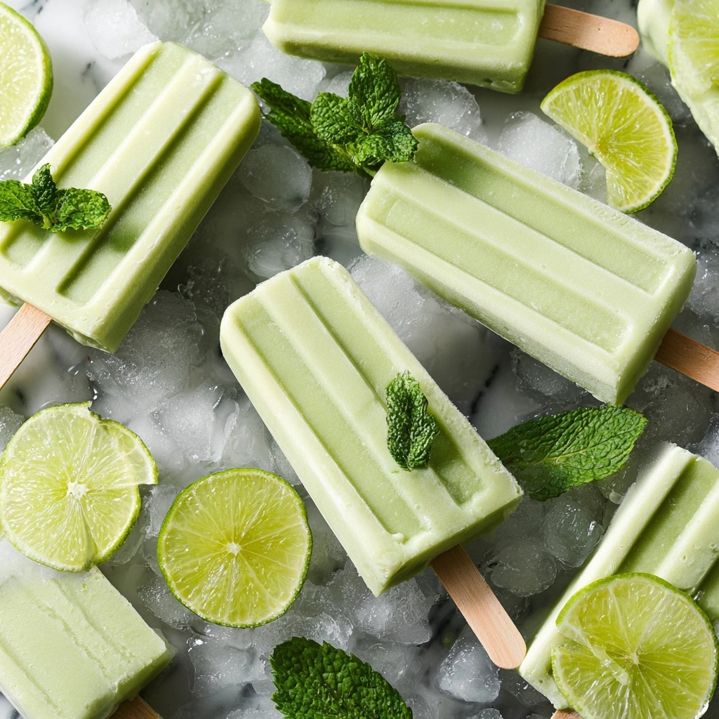 Creamy Lime & Mint Avocado Popsicles Recipe - Recipe Image
