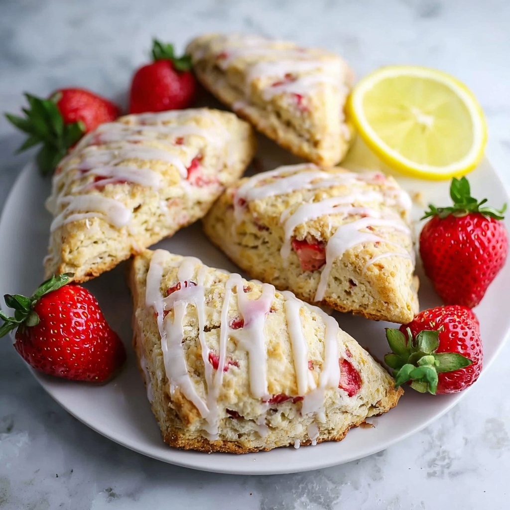 Strawberry Scones with Lemon Glaze Recipe - Recipe Image