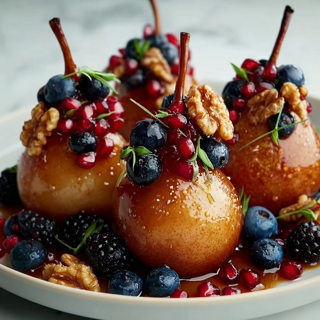 Baked Pears with Berries, Blue Cheese, and Walnuts Recipe - Recipe Image