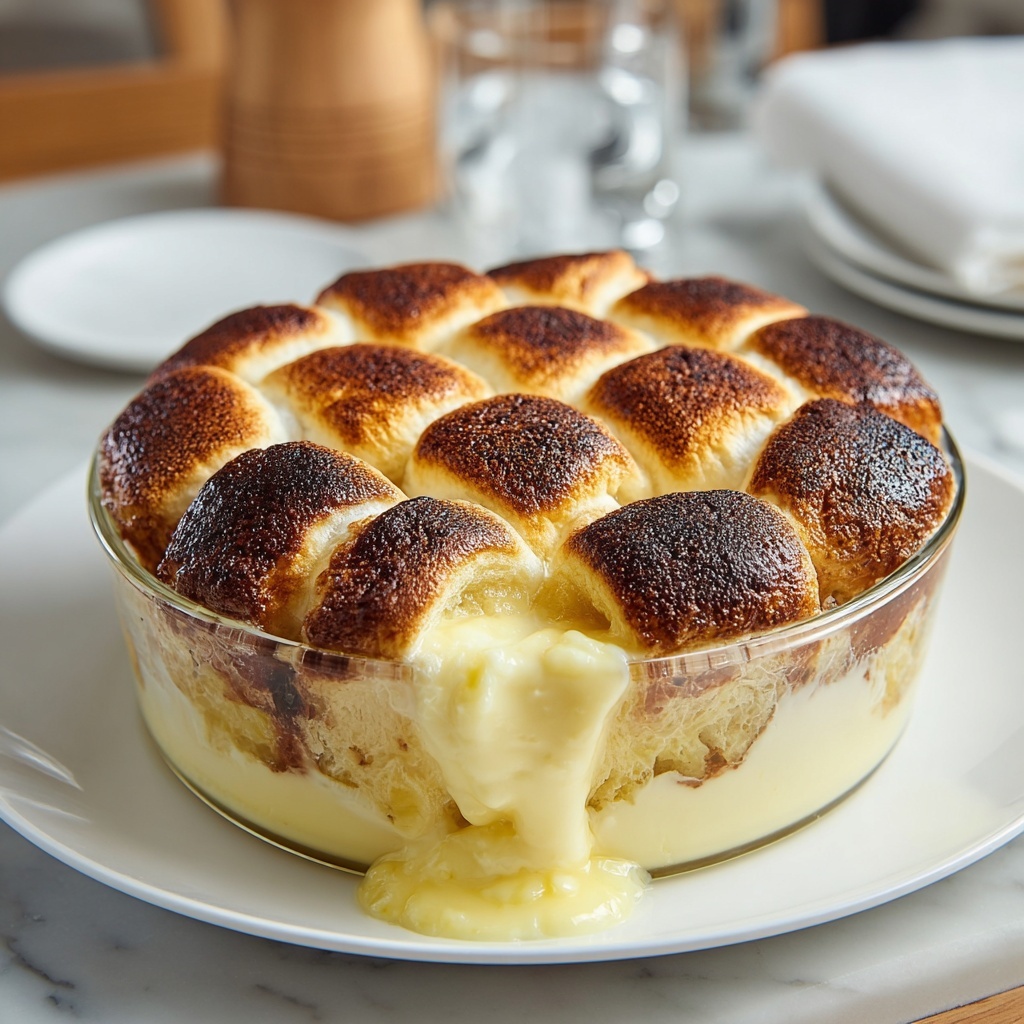 Custard Bread Pudding with Vanilla Sauce Recipe - Recipe Image