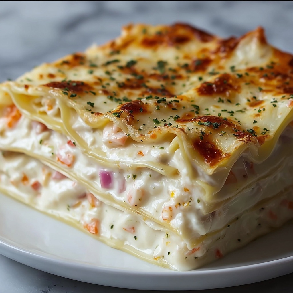 Shrimp Lasagna with White Sauce and Cheese Recipe - Recipe Image