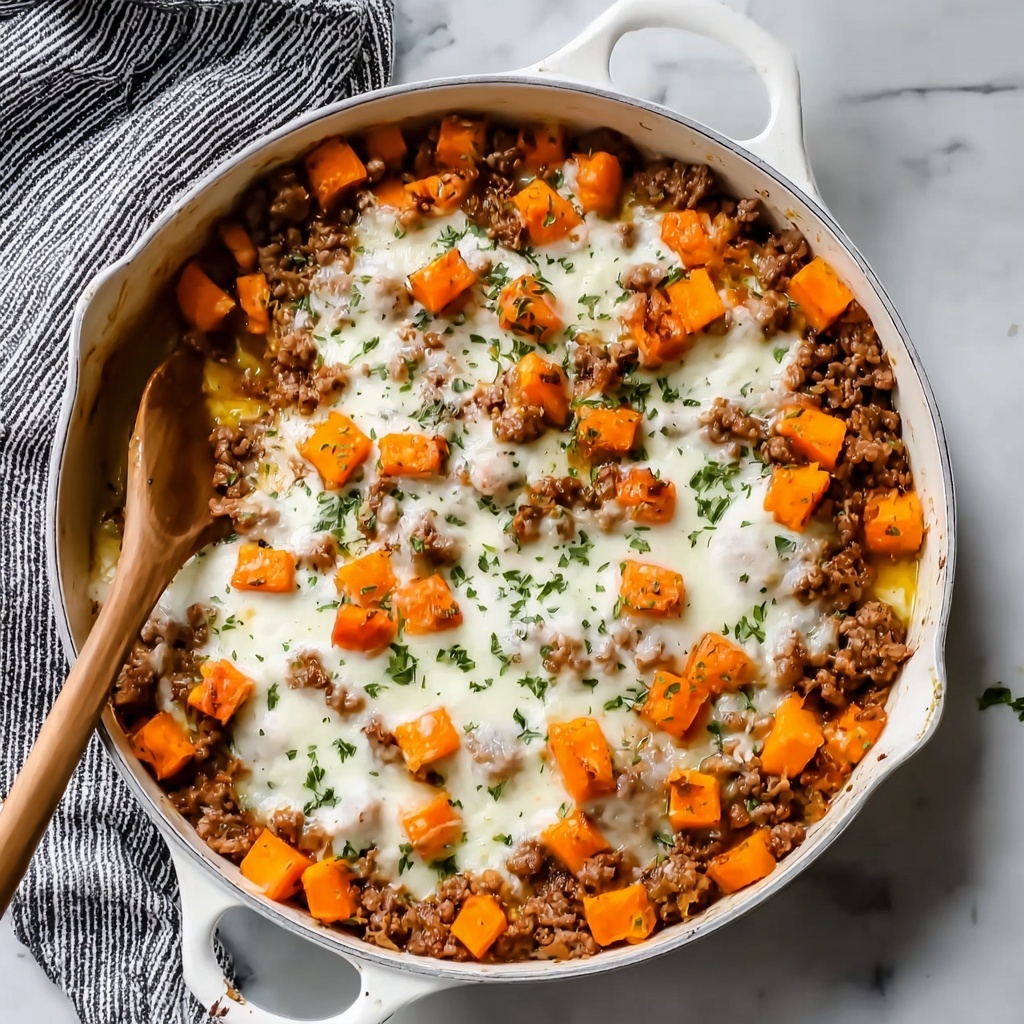 Cheesy Turkey and Sweet Potato Skillet Recipe - Recipe Image