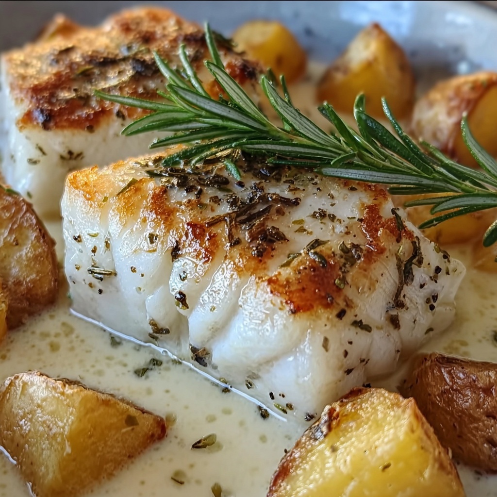 Cod & Potatoes in Rosemary Cream Sauce Recipe - Recipe Image