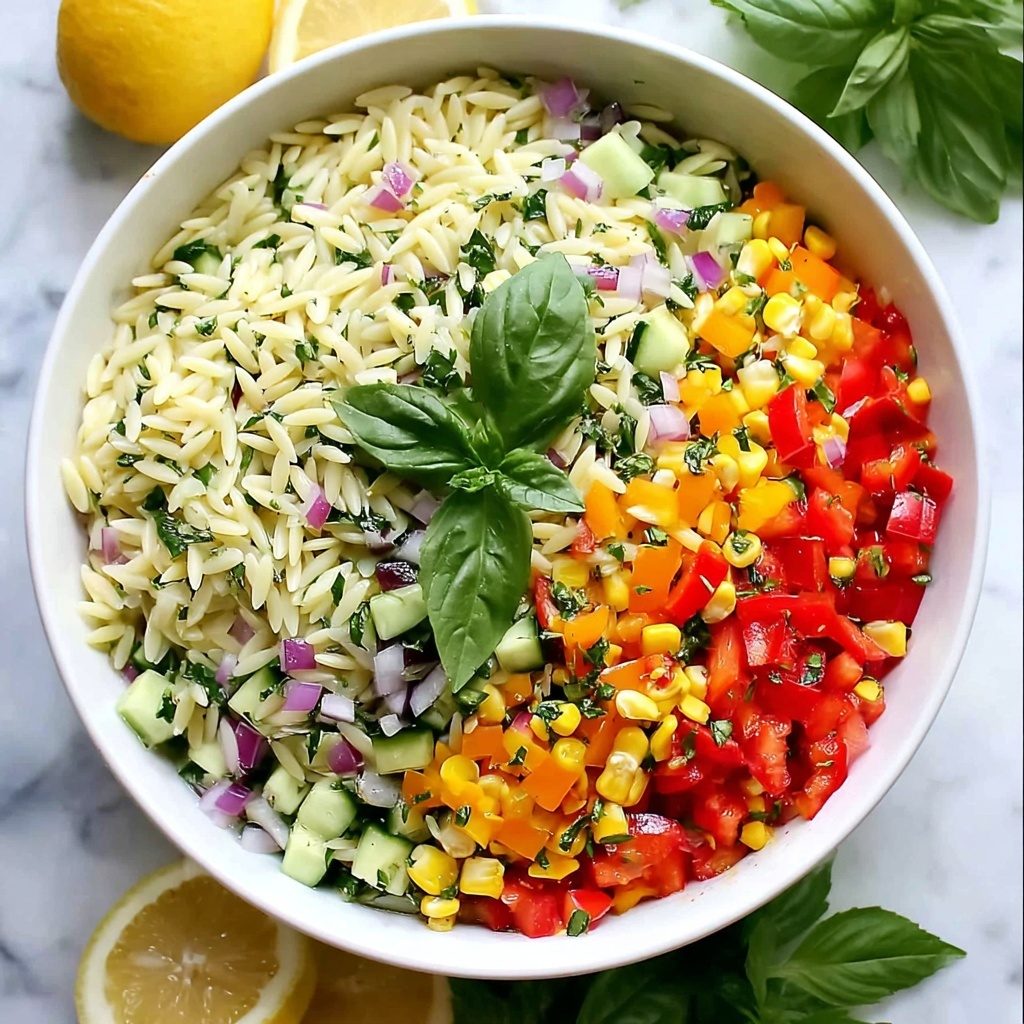 Lemony Rainbow Orzo Salad Recipe - Recipe Image