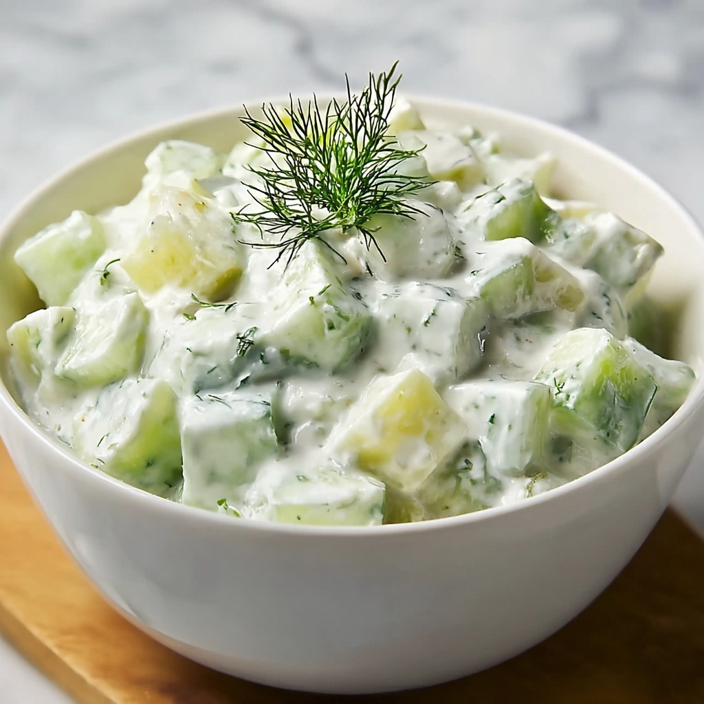 Refreshing and Tangy German Cucumber Salad with a Creamy Dressing Recipe - Recipe Image