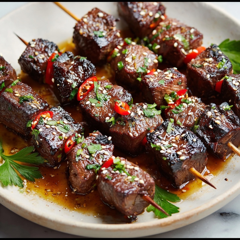 Asian Garlic Steak Skewers Recipe - Recipe Image