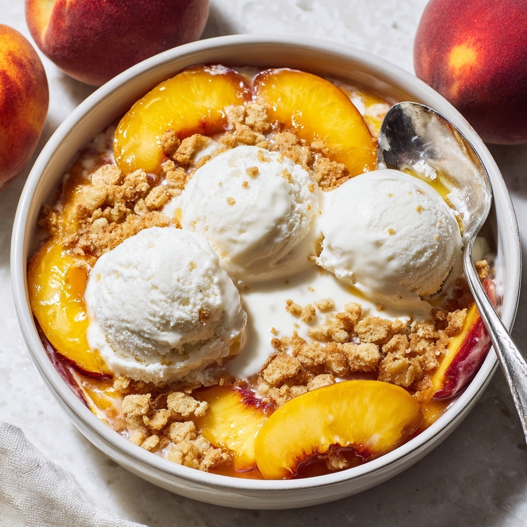 Peach Cobbler with Vanilla Ice Cream Recipe - Recipe Image
