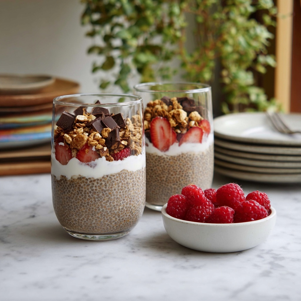 Coffee Chia Pudding with Greek Yogurt, Fresh Berries, and Granola Recipe - Recipe Image