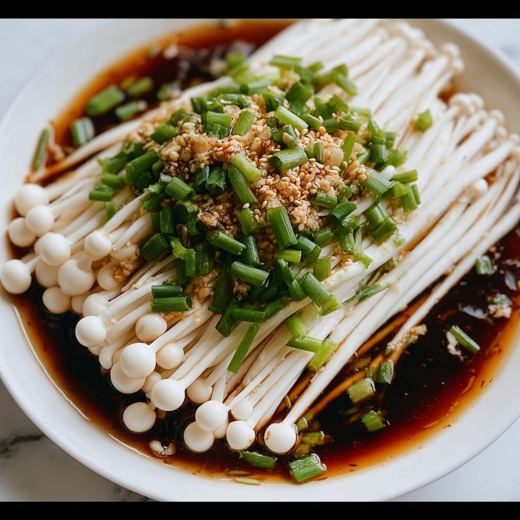 Enoki Mushrooms with Garlic & Scallion Sauce Recipe - Recipe Image