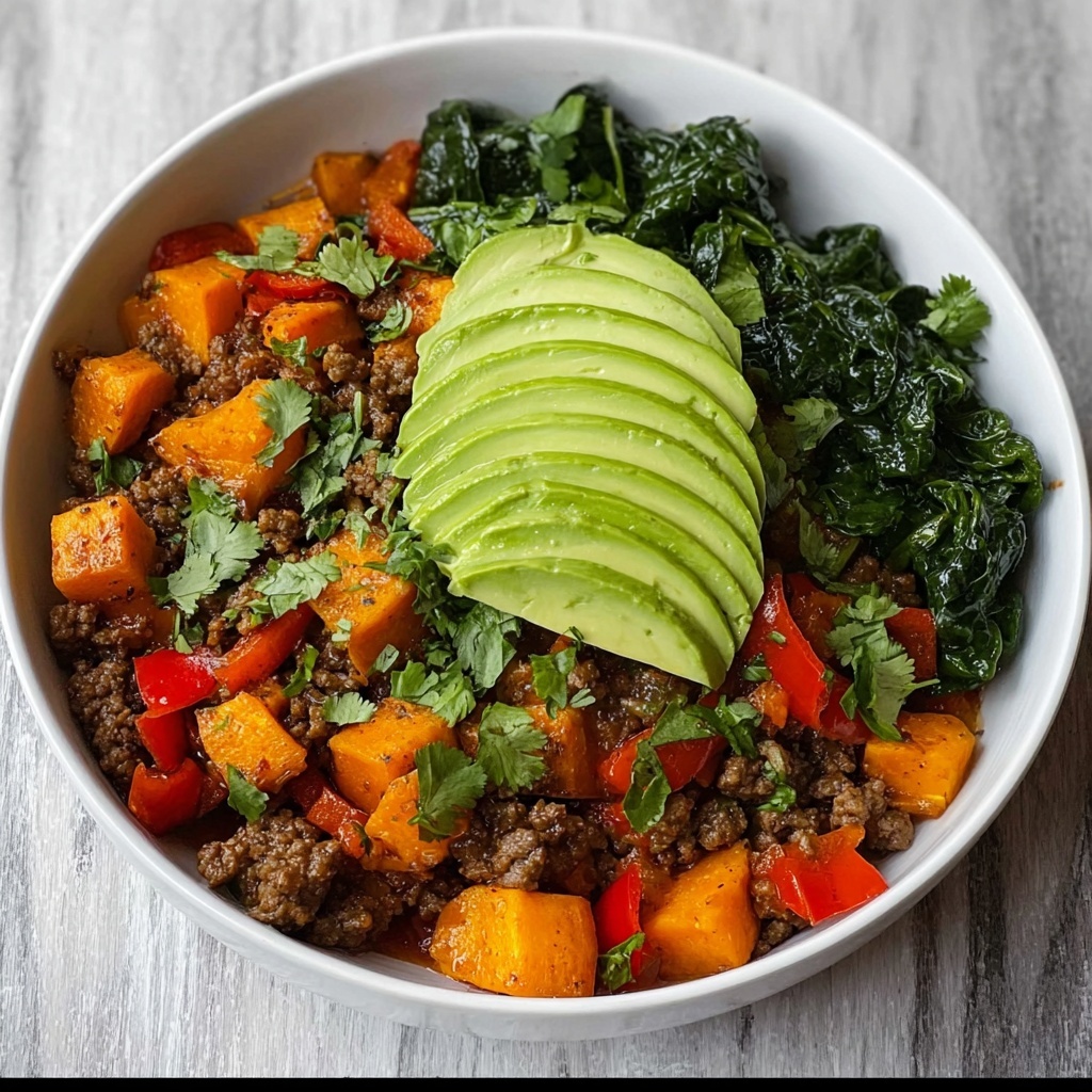 Ground Beef and Sweet Potato Skillet with Spinach and Spices Recipe - Recipe Image