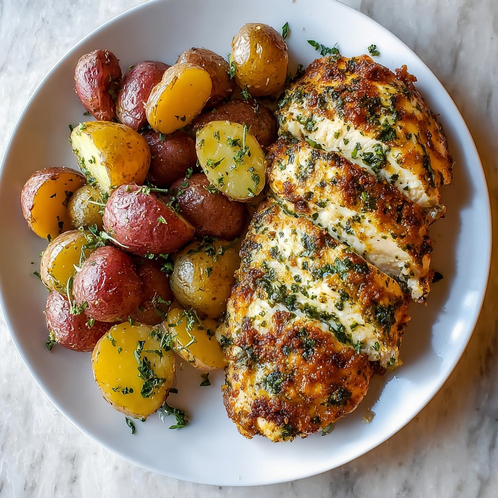 Garlic Parmesan Chicken and Potatoes Recipe - Recipe Image