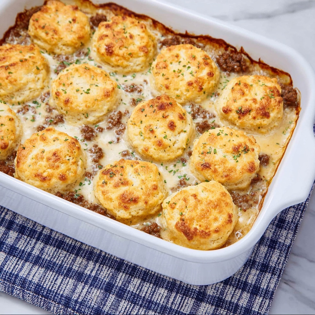 Cheddar Bay Biscuits and Sausage Gravy Casserole Recipe - Recipe Image