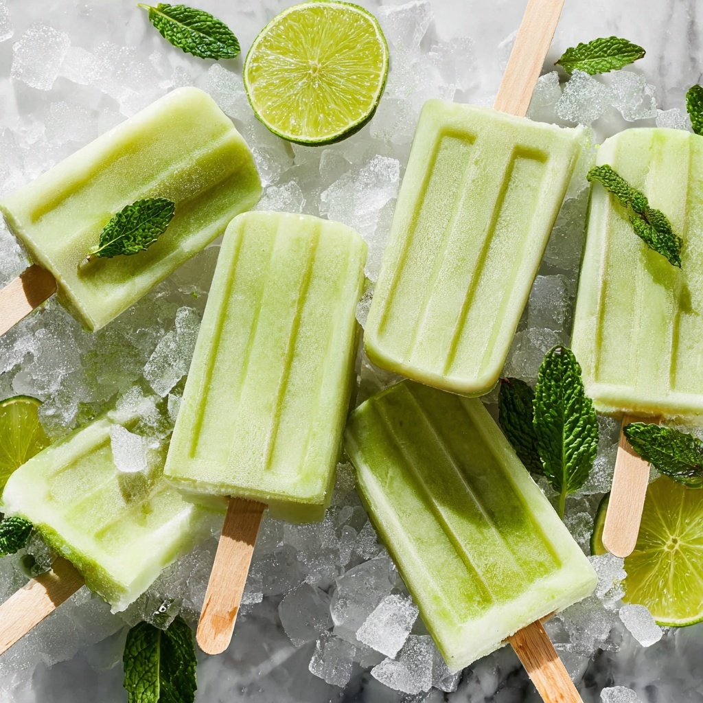 Creamy Lime & Mint Avocado Popsicles Recipe - Recipe Image