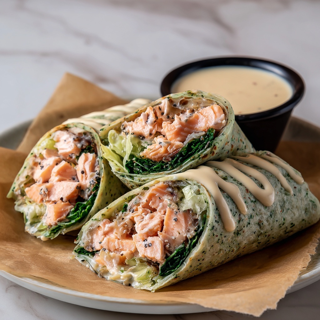 Blackened Salmon Caesar Wraps Recipe - Recipe Image