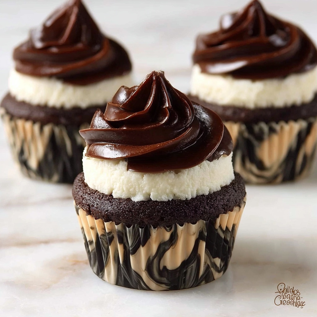 Chocolate Cheesecake Cupcakes with Whipped Ganache Frosting Recipe - Recipe Image