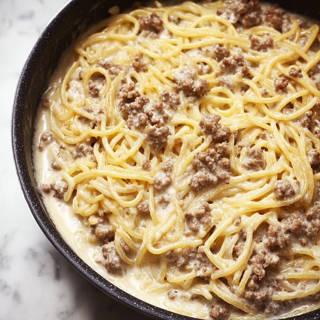 Creamy Ground Beef Alfredo Pasta Recipe - Recipe Image