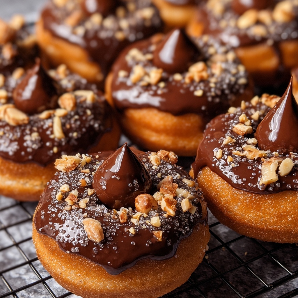 Chocolate Hazelnut Cream Doughnuts with Cinnamon Sugar Coating Recipe - Recipe Image