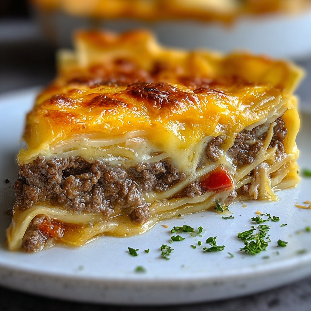 Classic American Cheeseburger Pie Recipe - Recipe Image