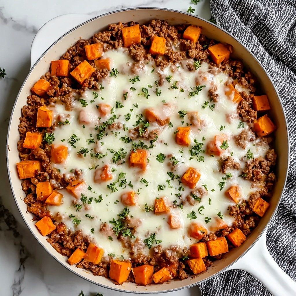 Cheesy Turkey and Sweet Potato Skillet Recipe - Recipe Image