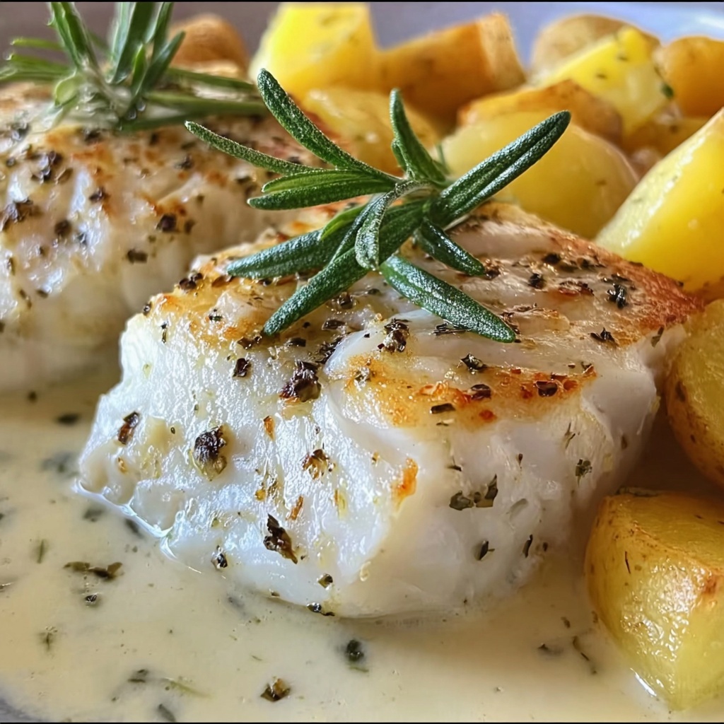 Cod & Potatoes in Rosemary Cream Sauce Recipe - Recipe Image