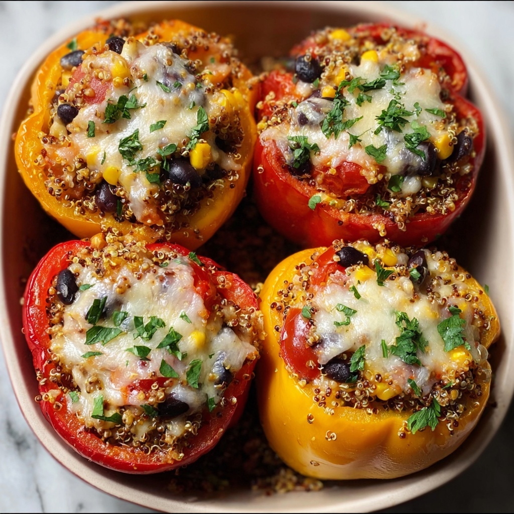 Spicy Vegetarian Quinoa Stuffed Bell Peppers Recipe - Recipe Image