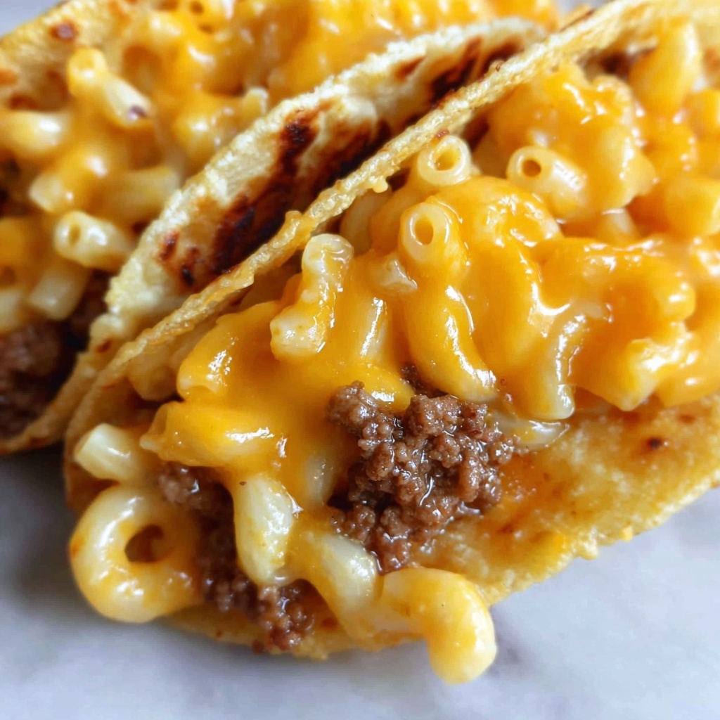 Melty Mac & Cheese Burger Tacos Recipe - Recipe Image