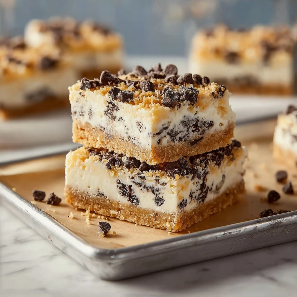 No-Bake Cookie Dough Cheesecake Bars Recipe - Recipe Image