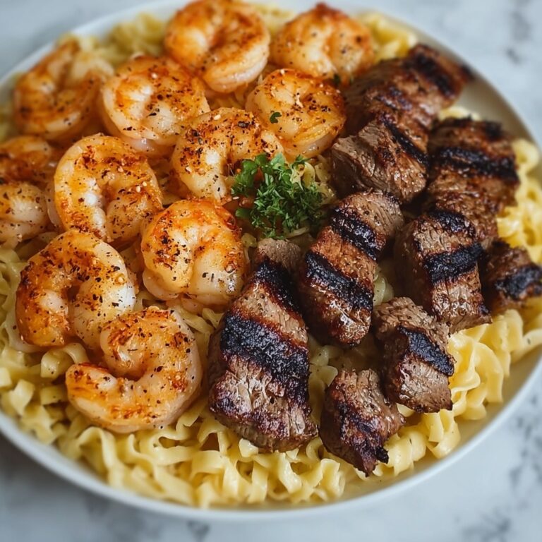 Blackened Steak and Shrimp Alfredo Recipe