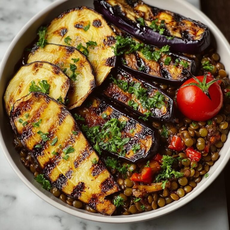 Mediterranean Lentil and Grilled Eggplant Bowl Recipe