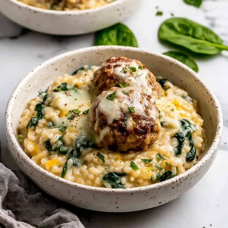Baked Lemon Rosemary Chicken Meatballs with Creamy Orzo Recipe