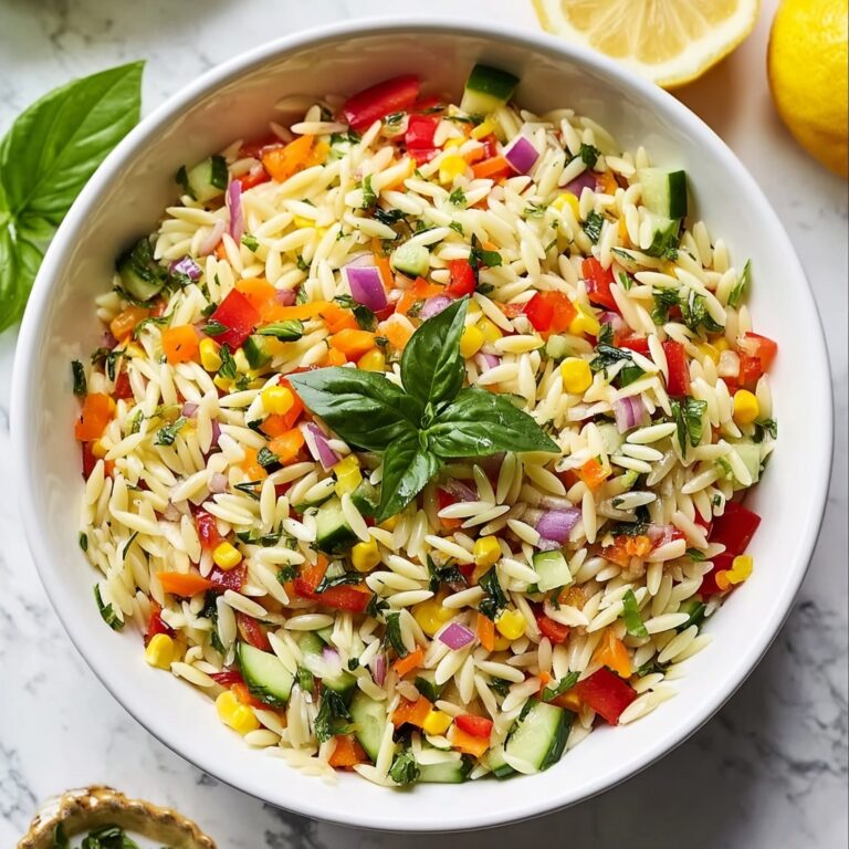 Lemony Rainbow Orzo Salad Recipe