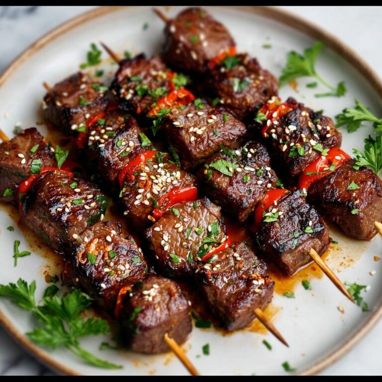 Asian Garlic Steak Skewers Recipe