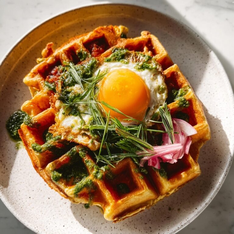Egg Waffles with Romesco Sauce and Goat Cheese Recipe