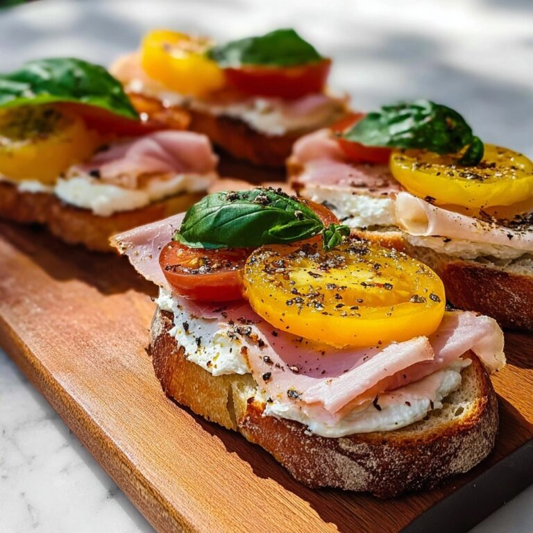 Cheesy Burrata Crostini with Prosciutto and Peaches Recipe