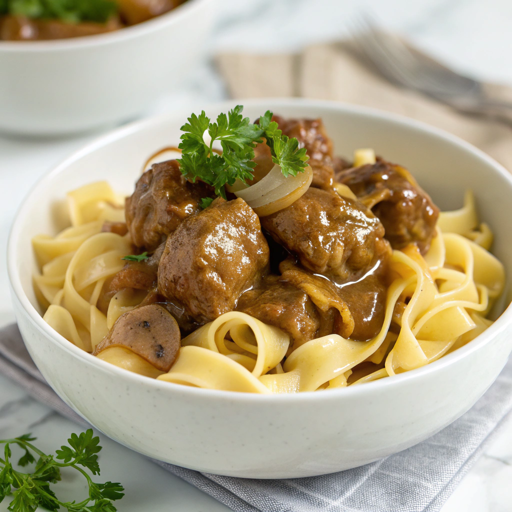 Slow Cooker Beef and Noodles Recipe - Recipe Image