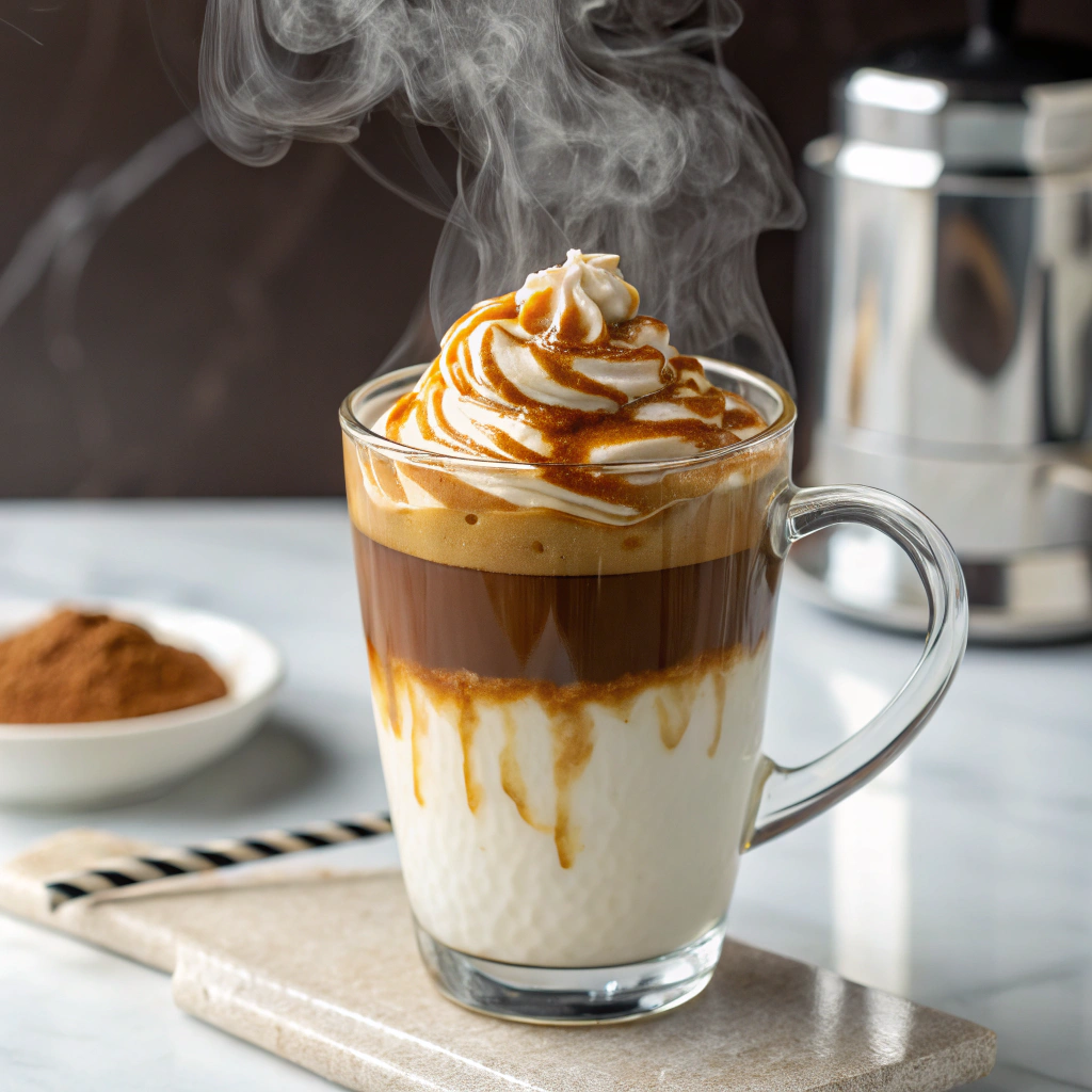 Caramel Macchiato Recipe with Homemade Vanilla Syrup and Caramel Sauce Recipe - Recipe Image