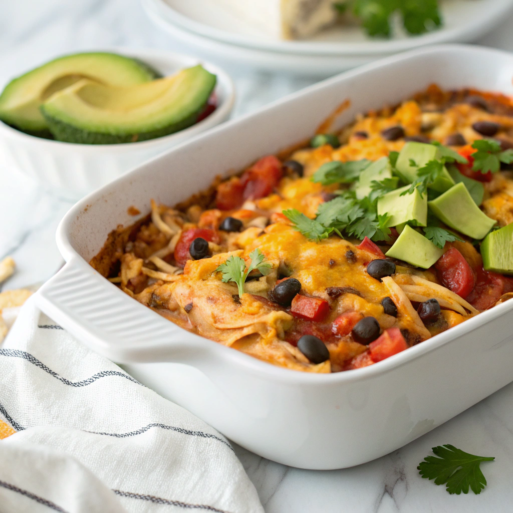 Chicken Burrito Casserole Recipe - Recipe Image